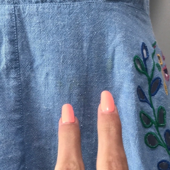 Chloé Chambray Embroidered Maxi Dress Downy Blue Eyelet Size 34 - Picture 7 of 16